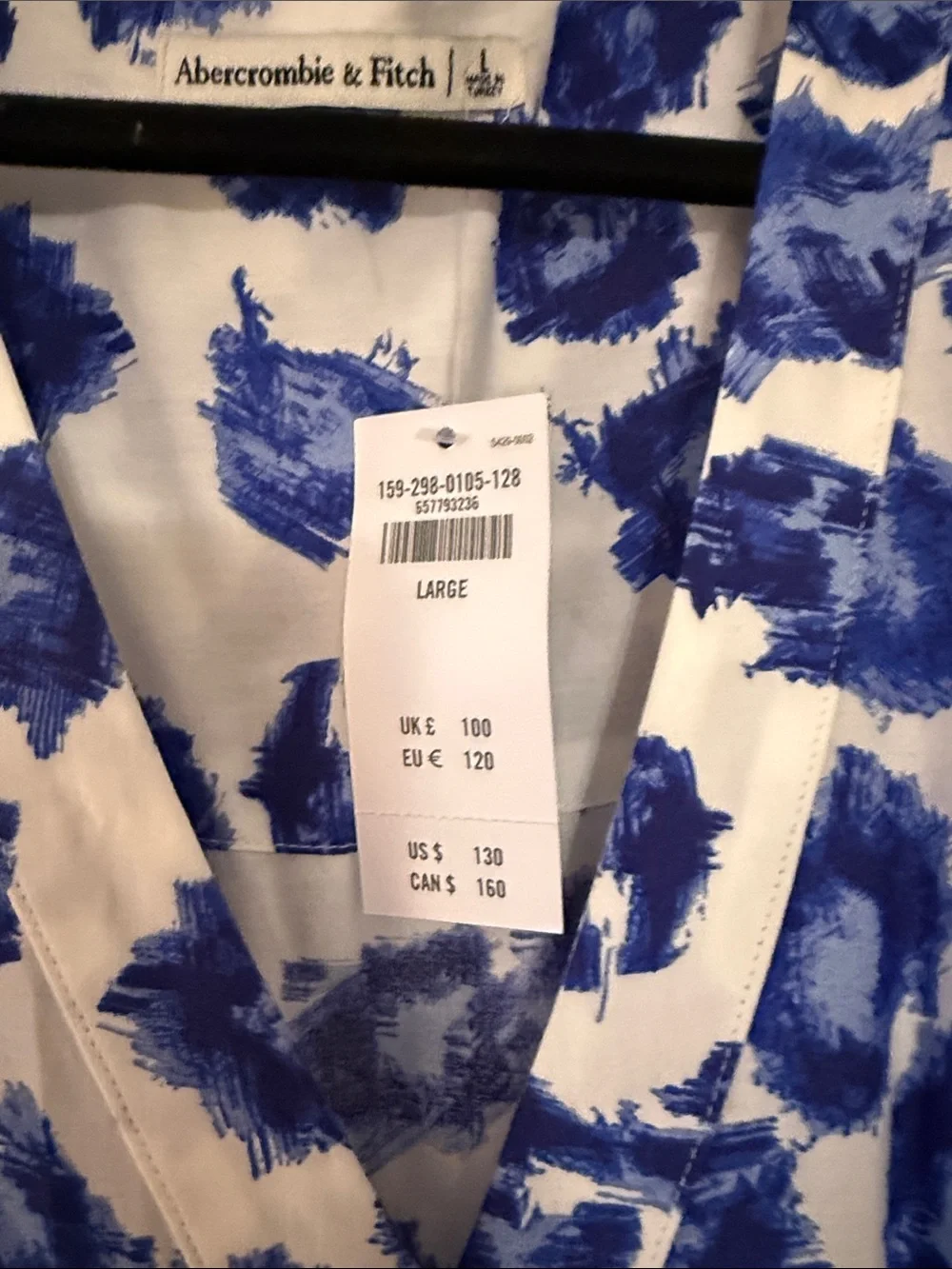 Abercrombie & Fitch White and Blue Floral Tie Maxi Dress